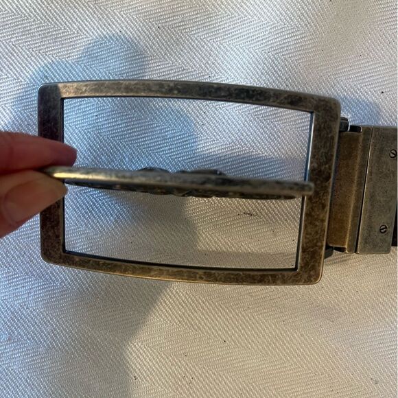 Fleur de Lis reversible pewter type belt buckle. Monogram M on the reverse side - Picture 4 of 12